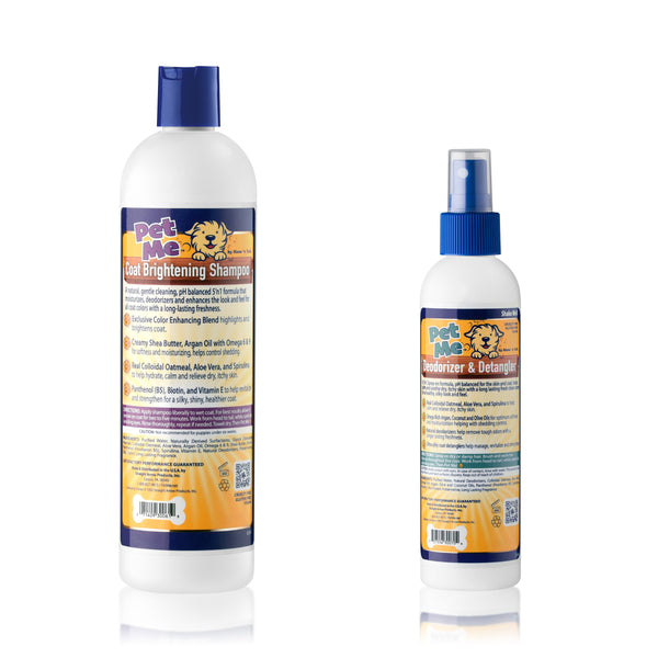 Pet Me For Pets Colloidal Oatmeal Shampoo or Brightening with Deodorizer Spray 2 Pack