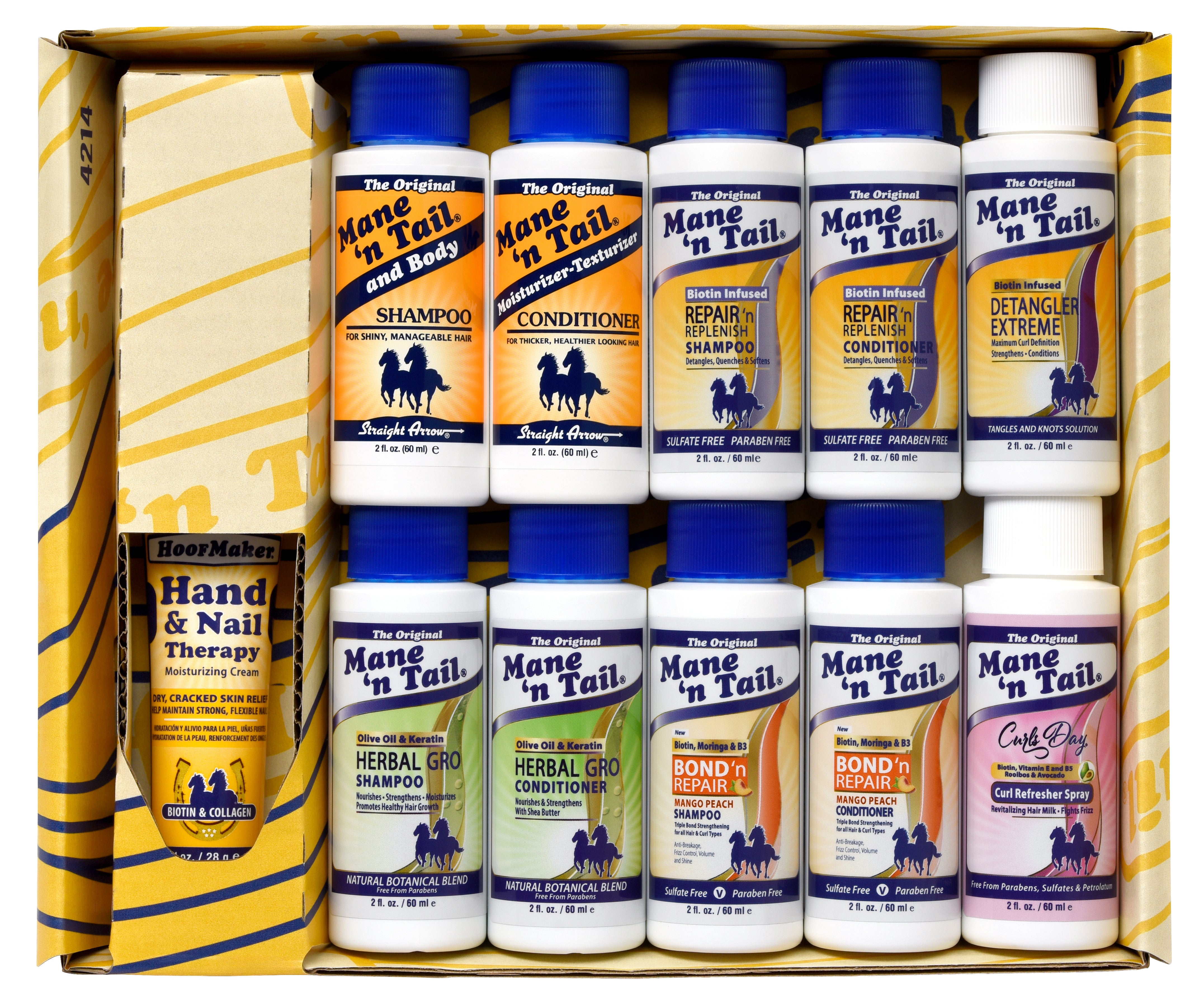 トリートメント menchan Mane 'n Tail Textured Hair Care Sampler Gift Box Trial Size Shampoos C